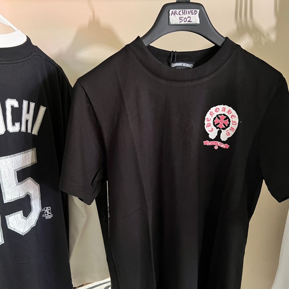 Chrome hearts BLACK ON PINK RUNCU T SHIRT